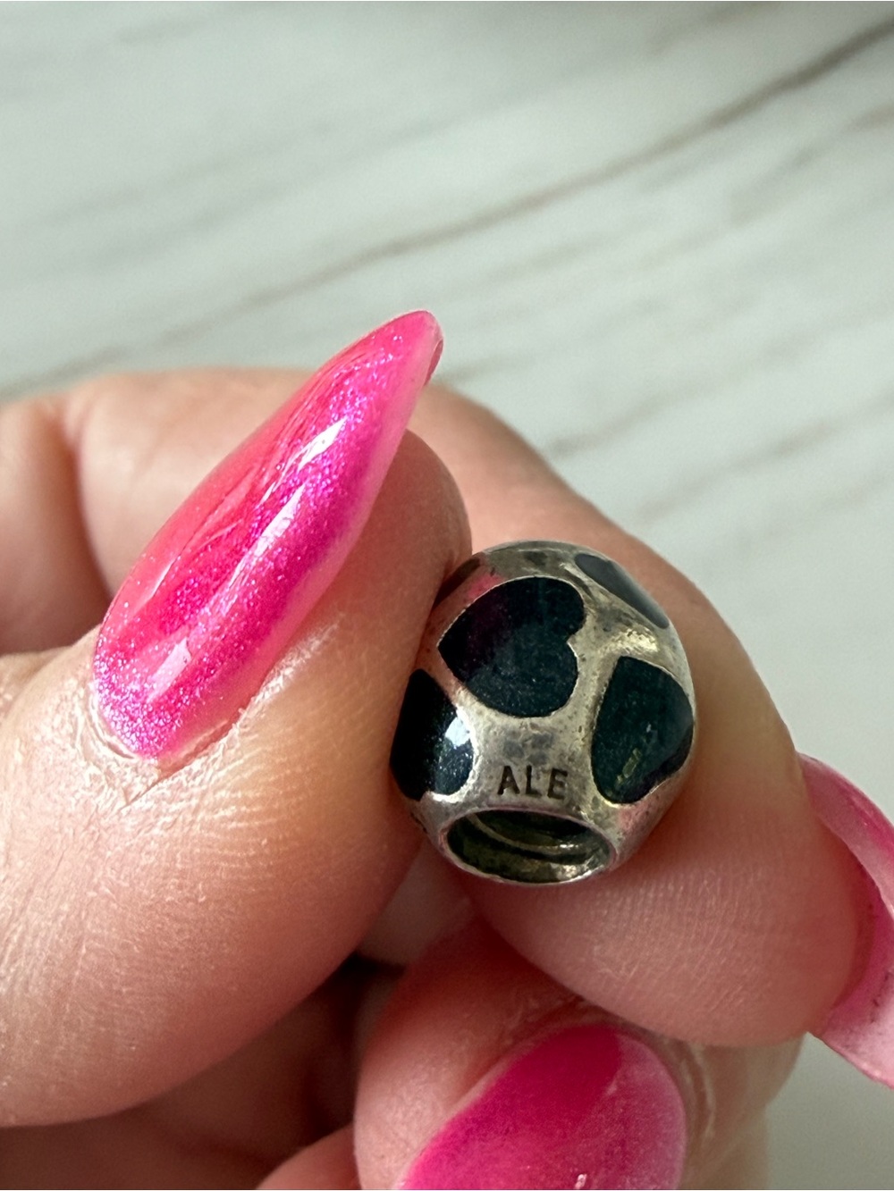 Pandora black mother of pearl charm